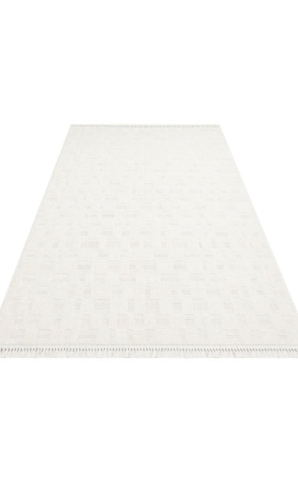 JOY JOY 02 WHITE Hav Toz Vermeyen Yumuşak Dokulu Etnik Desenlere Sahip Modern Halı