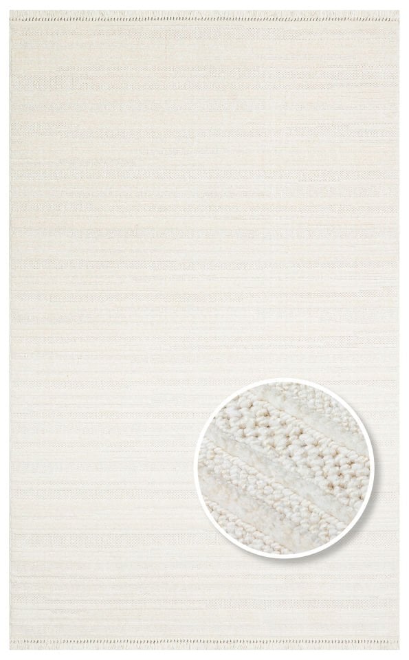 JOY JOY 01 WHITE Hav Toz Vermeyen Yumuşak Dokulu Etnik Desenlere Sahip Modern Halı