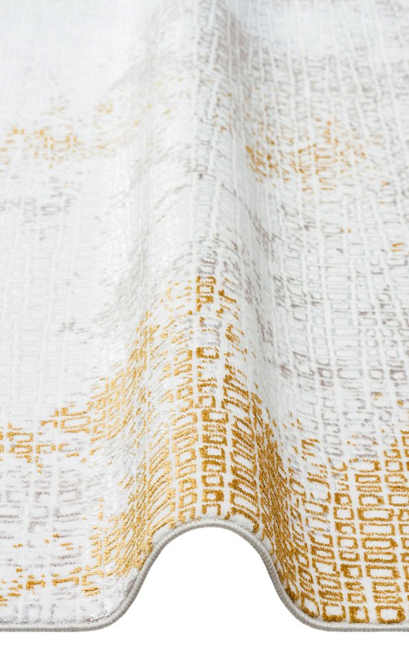 SATEEN ST 108 CREAM GOLD Hav Toz Vermez Yıkanabilir Kaymaz İnce Dokuma Modern Halı