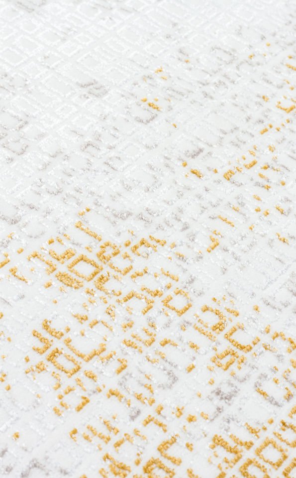 SATEEN ST 108 CREAM GOLD Hav Toz Vermez Yıkanabilir Kaymaz İnce Dokuma Modern Halı