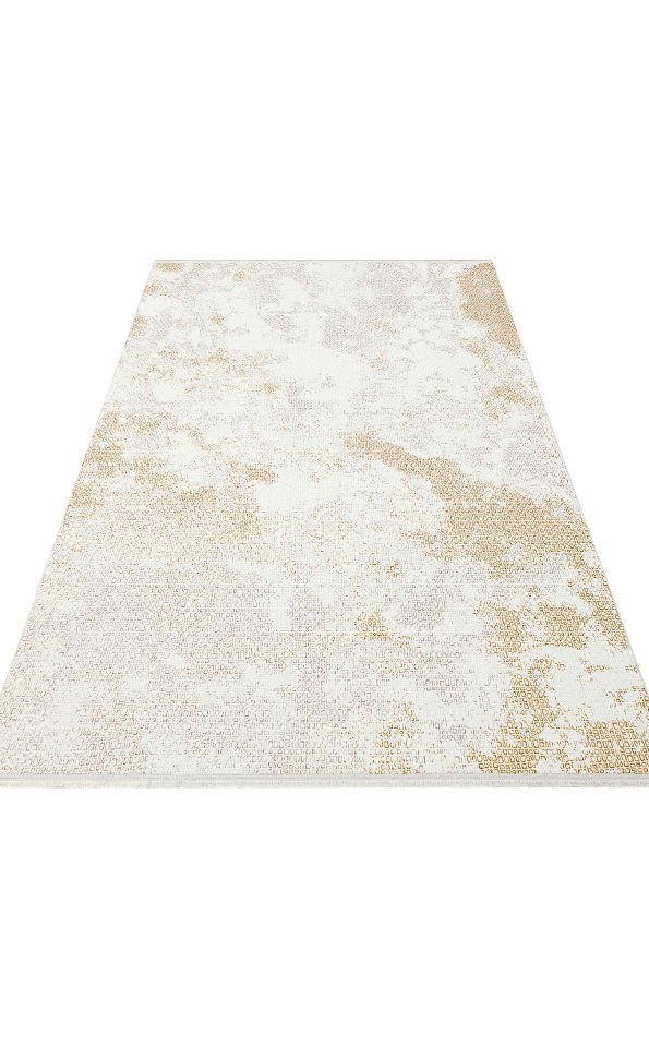SATEEN ST 108 CREAM GOLD Hav Toz Vermez Yıkanabilir Kaymaz İnce Dokuma Modern Halı
