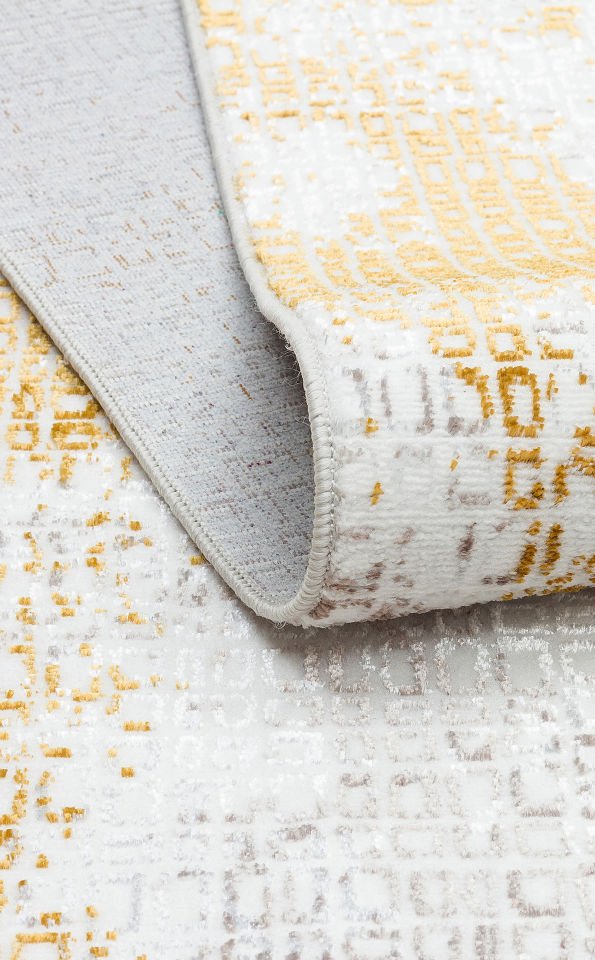 SATEEN ST 108 CREAM GOLD Hav Toz Vermez Yıkanabilir Kaymaz İnce Dokuma Modern Halı