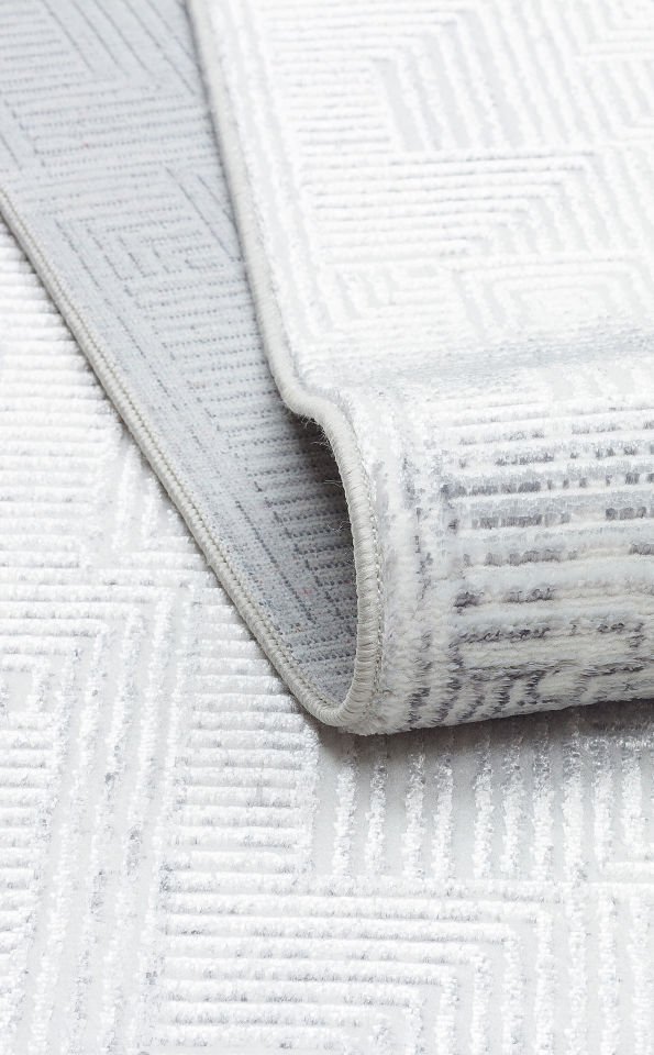 SATEEN ST 109 CREAM GREY Hav Toz Vermez Yıkanabilir Kaymaz İnce Dokuma Modern Halı