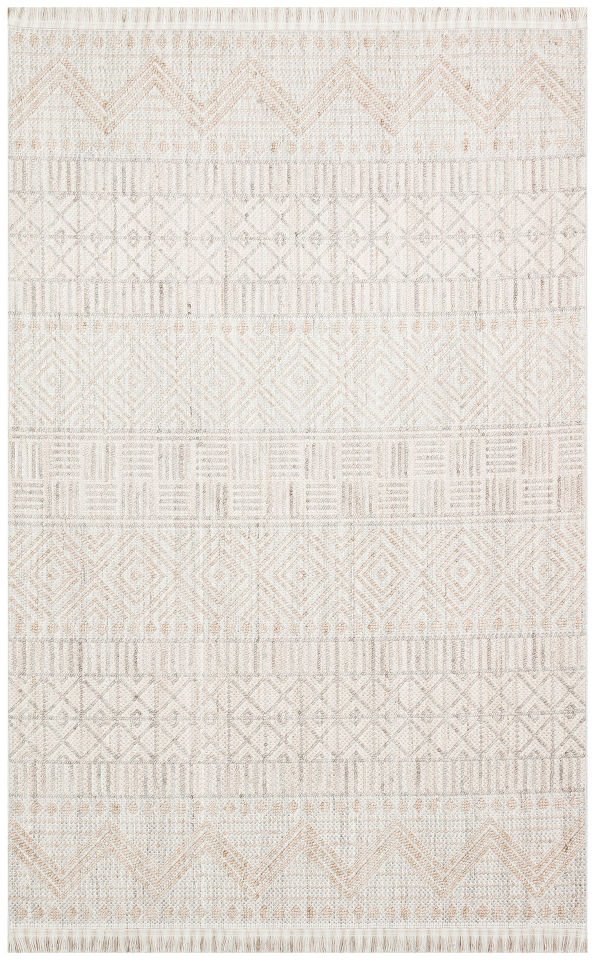 COZY CZY 02 GREY BEIGE Hav Toz Vermez Modern Örgü Dokuma Makine Halısı