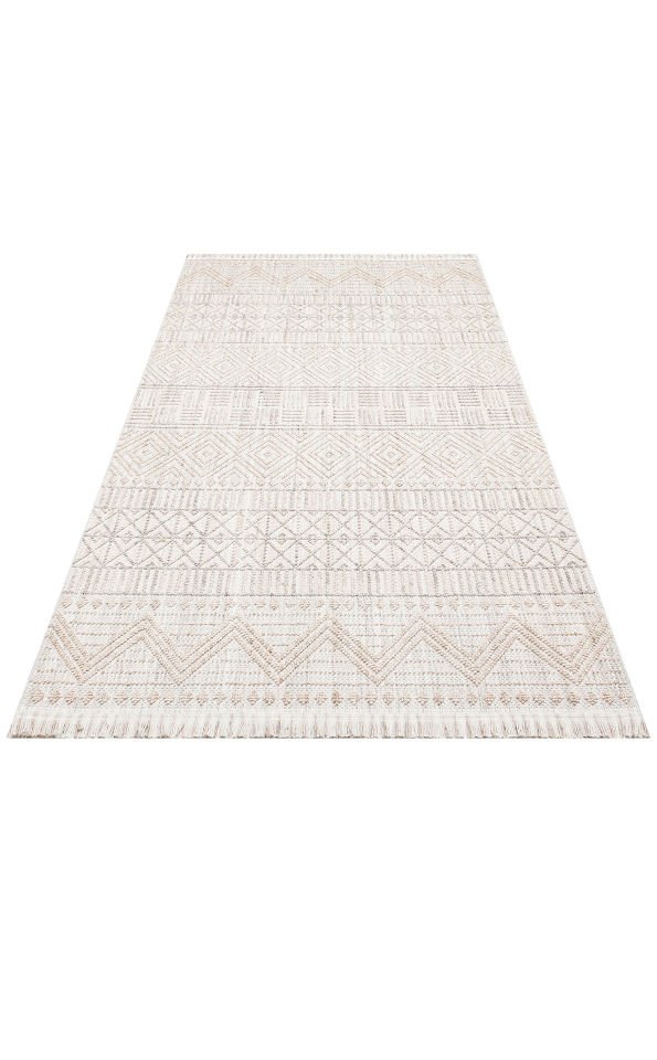 COZY CZY 02 GREY BEIGE Hav Toz Vermez Modern Örgü Dokuma Makine Halısı