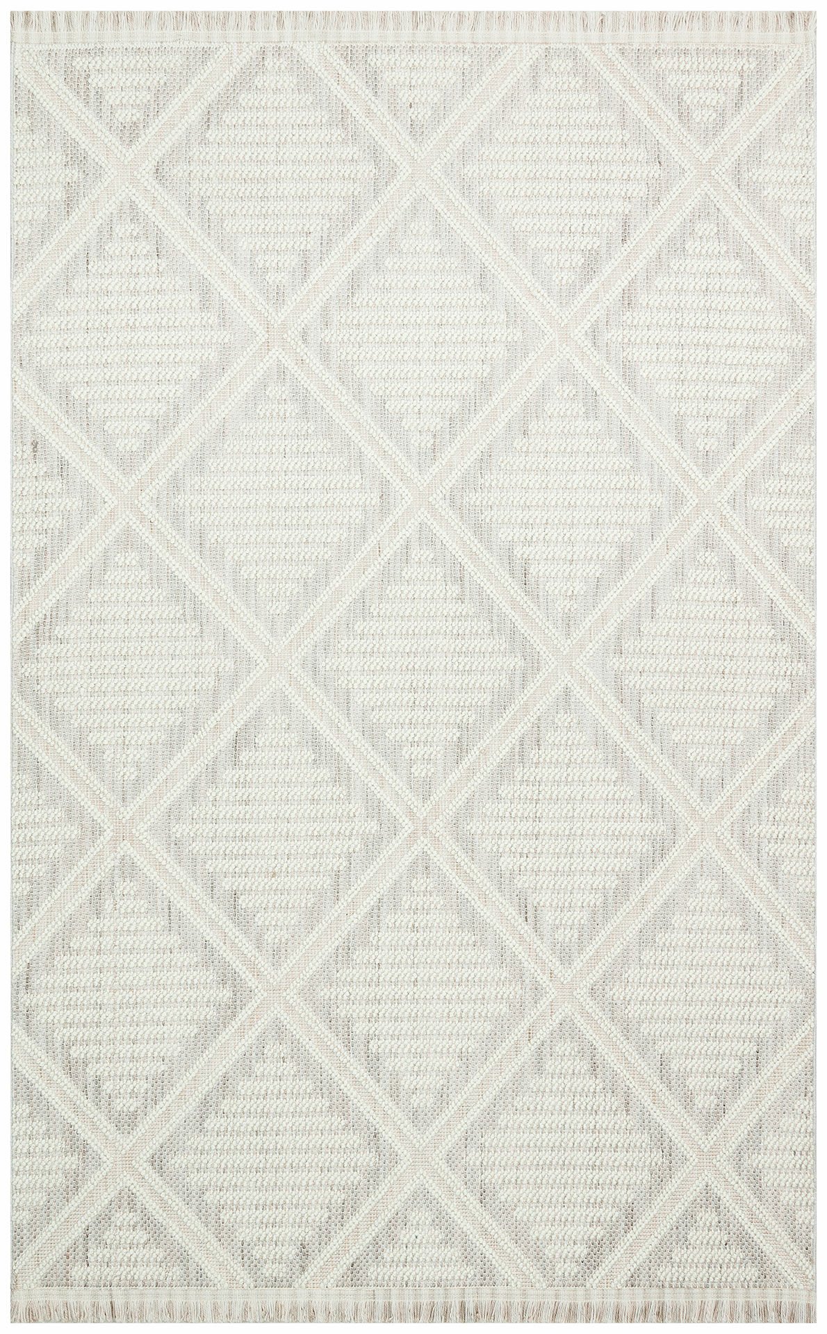 COZY CZY 03 GREY CREAM Hav Toz Vermez Modern Örgü Dokuma Makine Halısı
