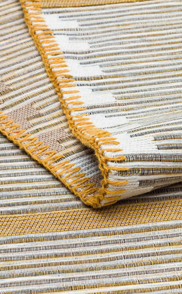 ARYA CRAFT ARC 01 WHITE YELLOW Hav Toz Vermez Kilimler & Baskı Halılar Dokuma Yıkanabilir